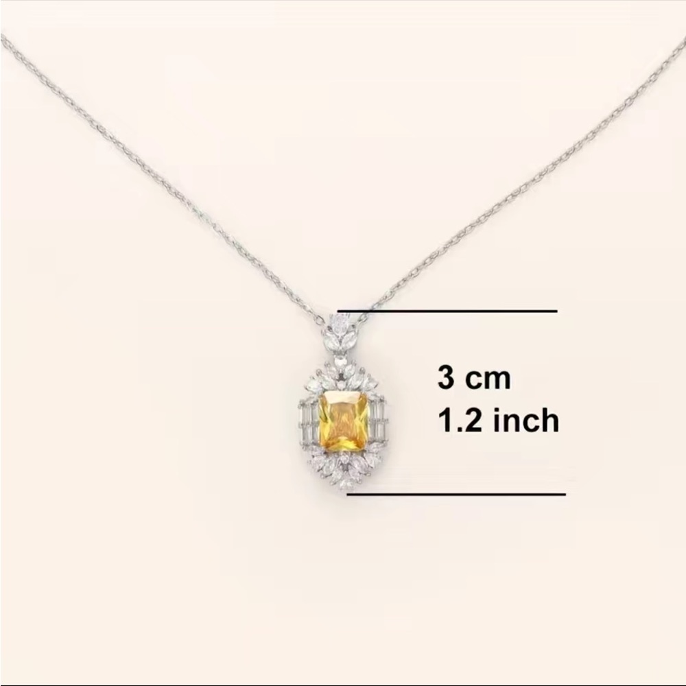 New Gorgeous 925 Silver Citrine Pendant Necklace - Picture 6 of 10